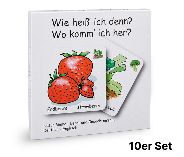 Pflege-Einrichtungsset: Natur-MEMO Lernspiel (10 Stück, versandkostenfrei)