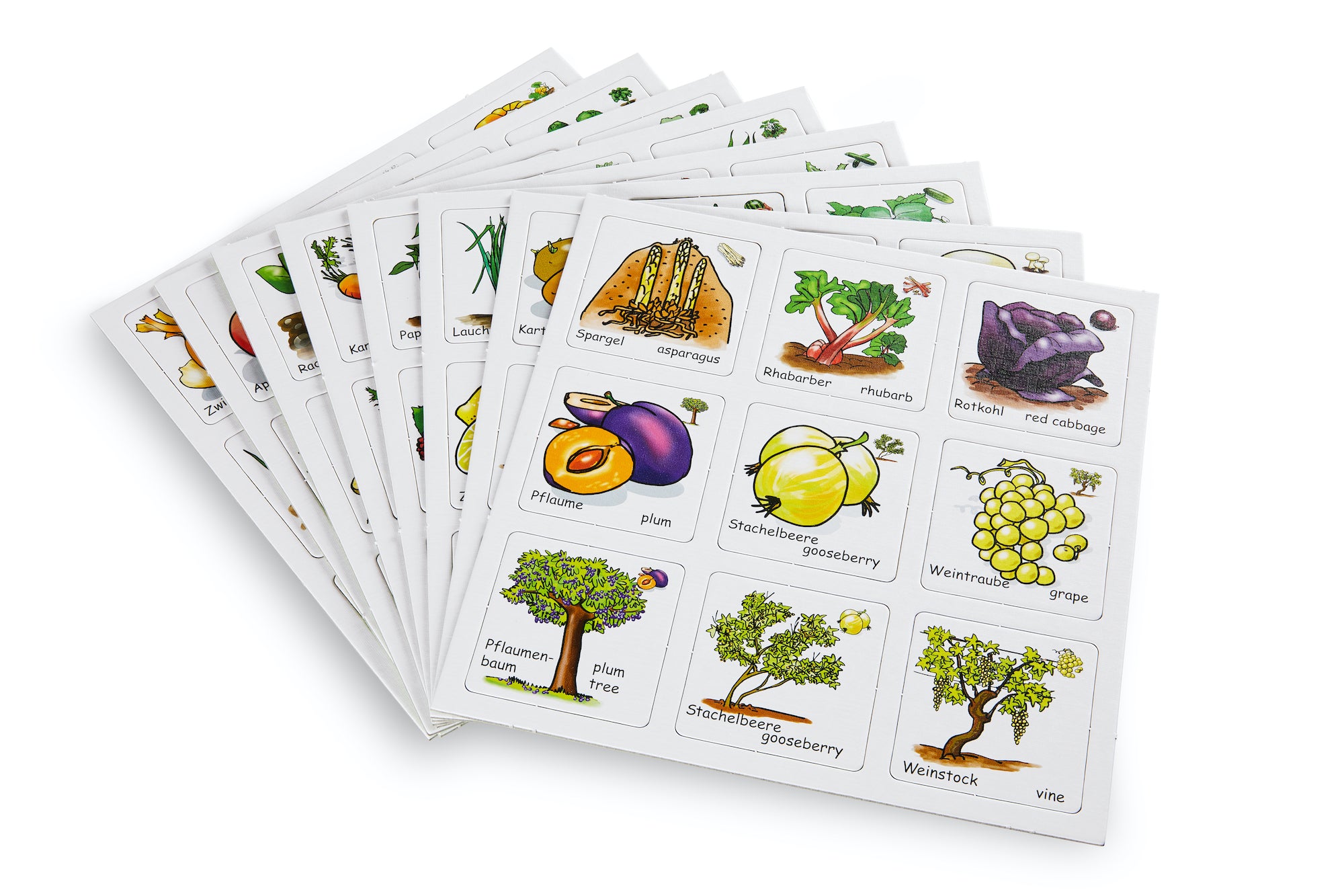 Memo-Spiel Obst & Gemüse - Lernspiel ab 3 Jahren - Bilingual (Deutsch & Englisch) - 72 Karten