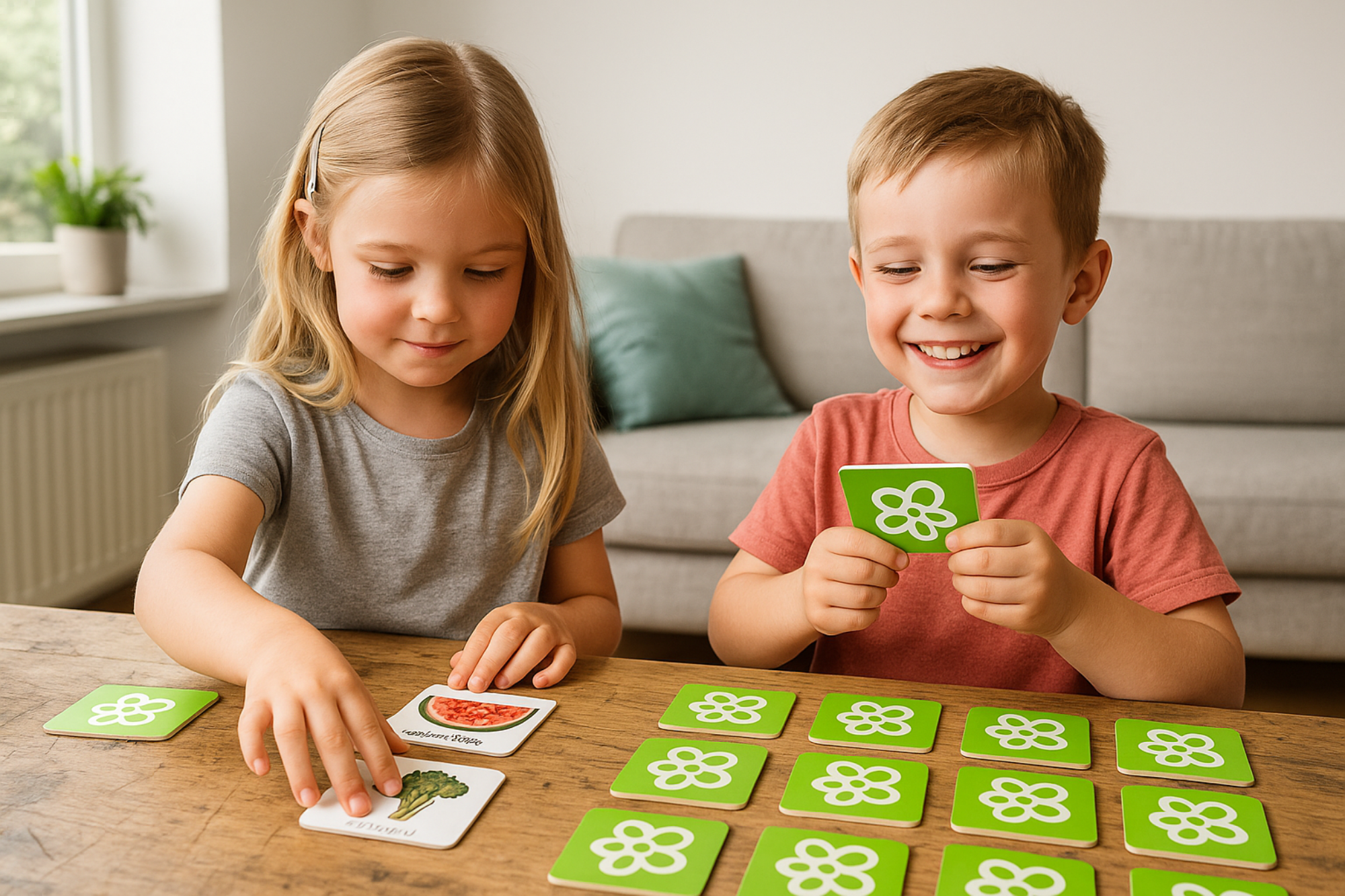 Memo-Spiel Obst & Gemüse - Lernspiel ab 3 Jahren - auf Deutsch & Englisch - 72 Karten