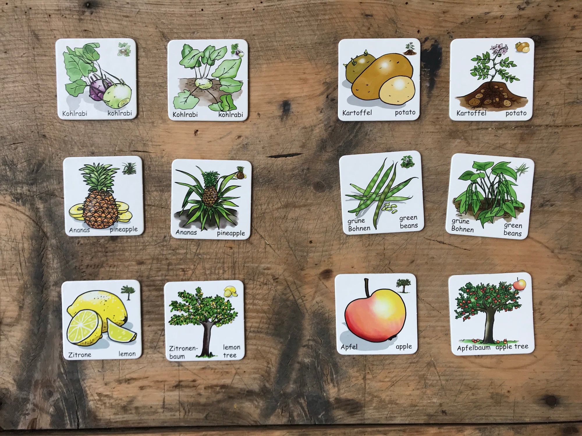 Memo-Spiel Obst & Gemüse - Lernspiel ab 3 Jahren - Bilingual (Deutsch & Englisch) - 72 Karten