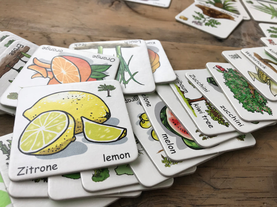 Lernspiel Obst & Gemüse – Memo-Spiel für Kinder ab 3 Jahren | Deutsch & Englisch
